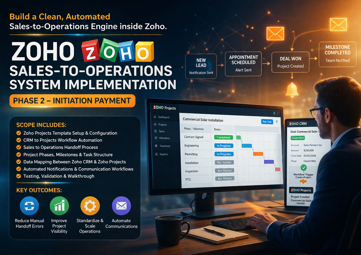 Zoho Sales-to-Operations System Implementation – Phase 2 Initiation Payment